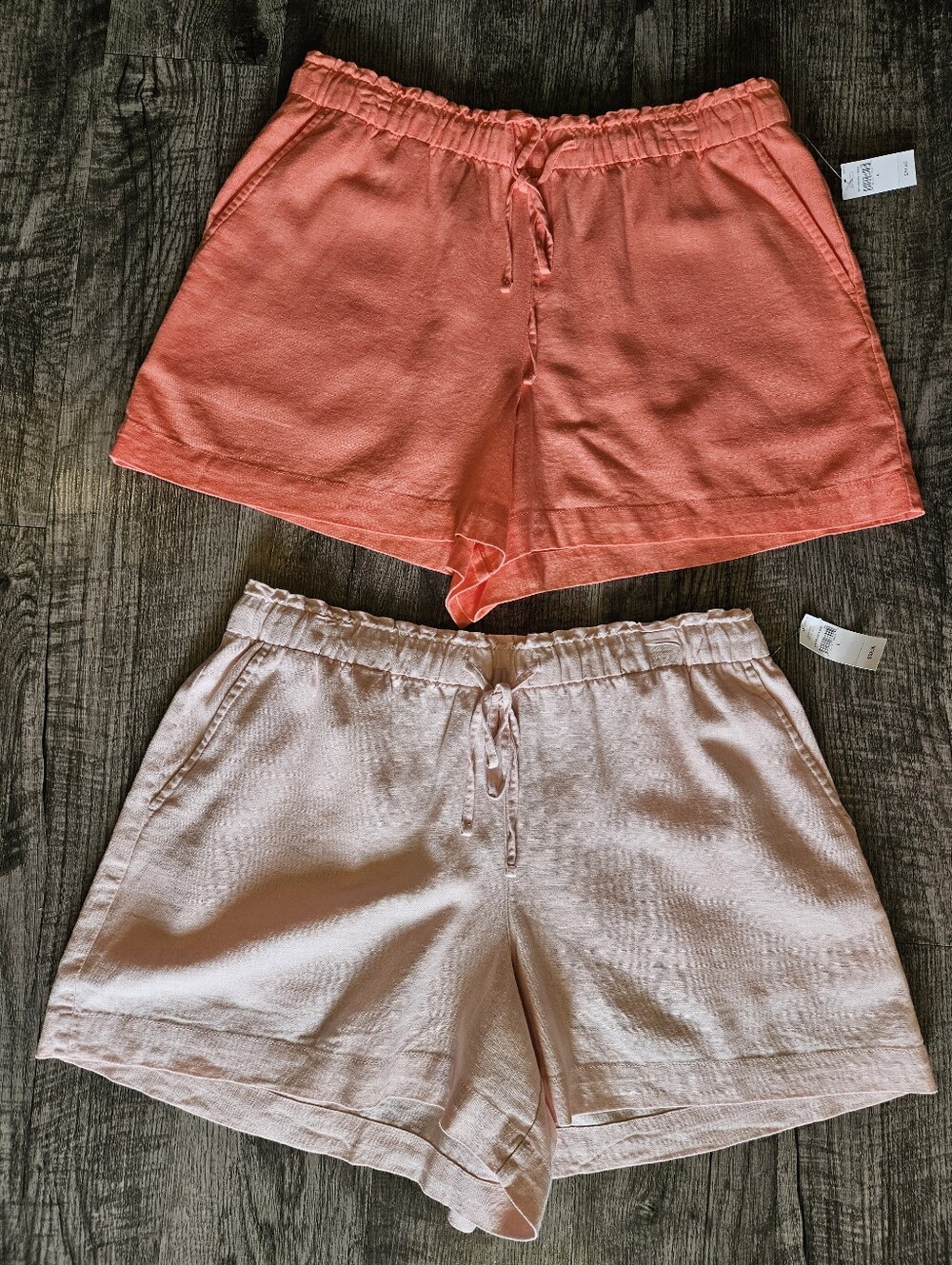 NWT GAP Bundle Of #2 Linen Blend Shorts Melon & Lt Pink Large Retails $40 Each